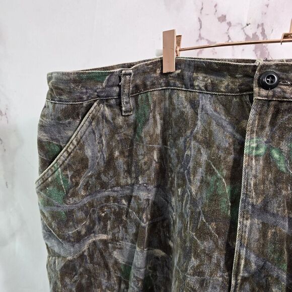 Hide N Tree Camo Pants Mens 44 Vintage Camo Hunting Fleece Woodland - Picture 2 of 14